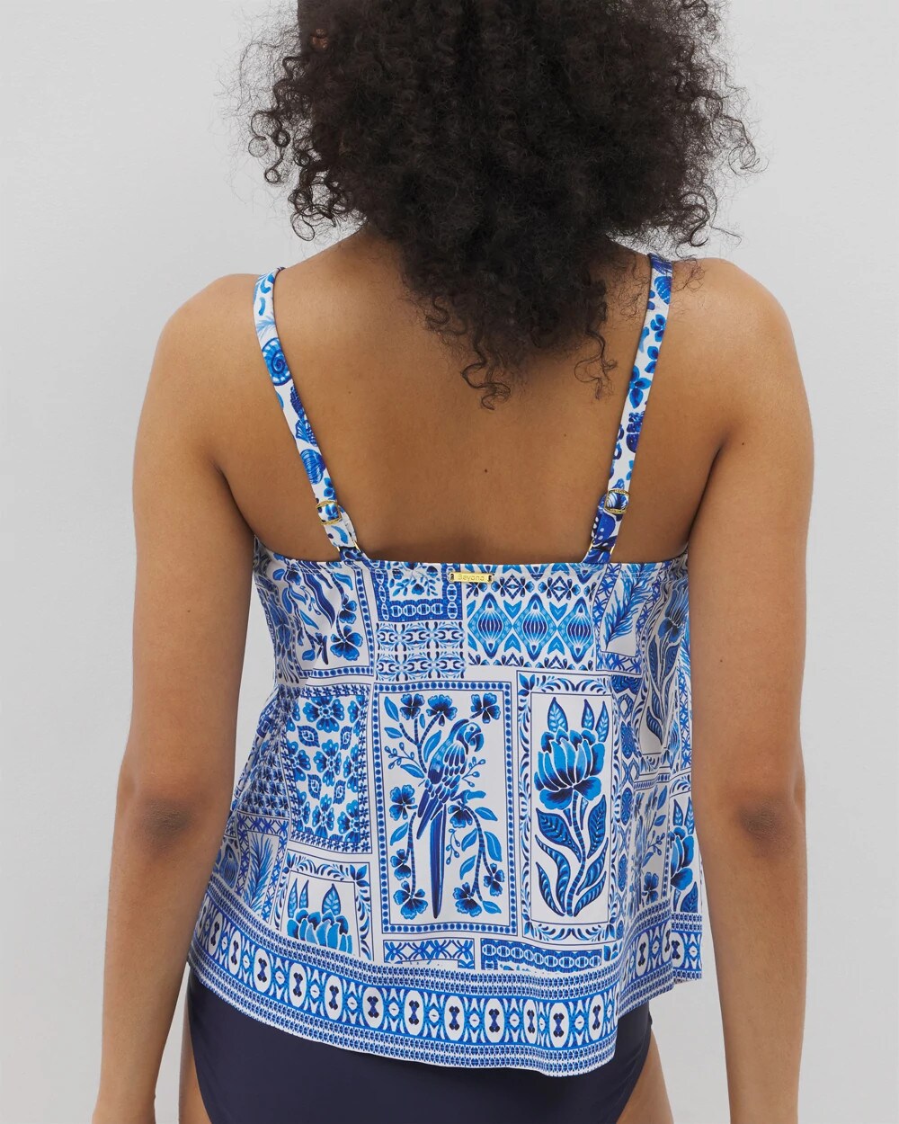 WHITE MULTI Beyond Control Sea Life High-Neck Tankini Top