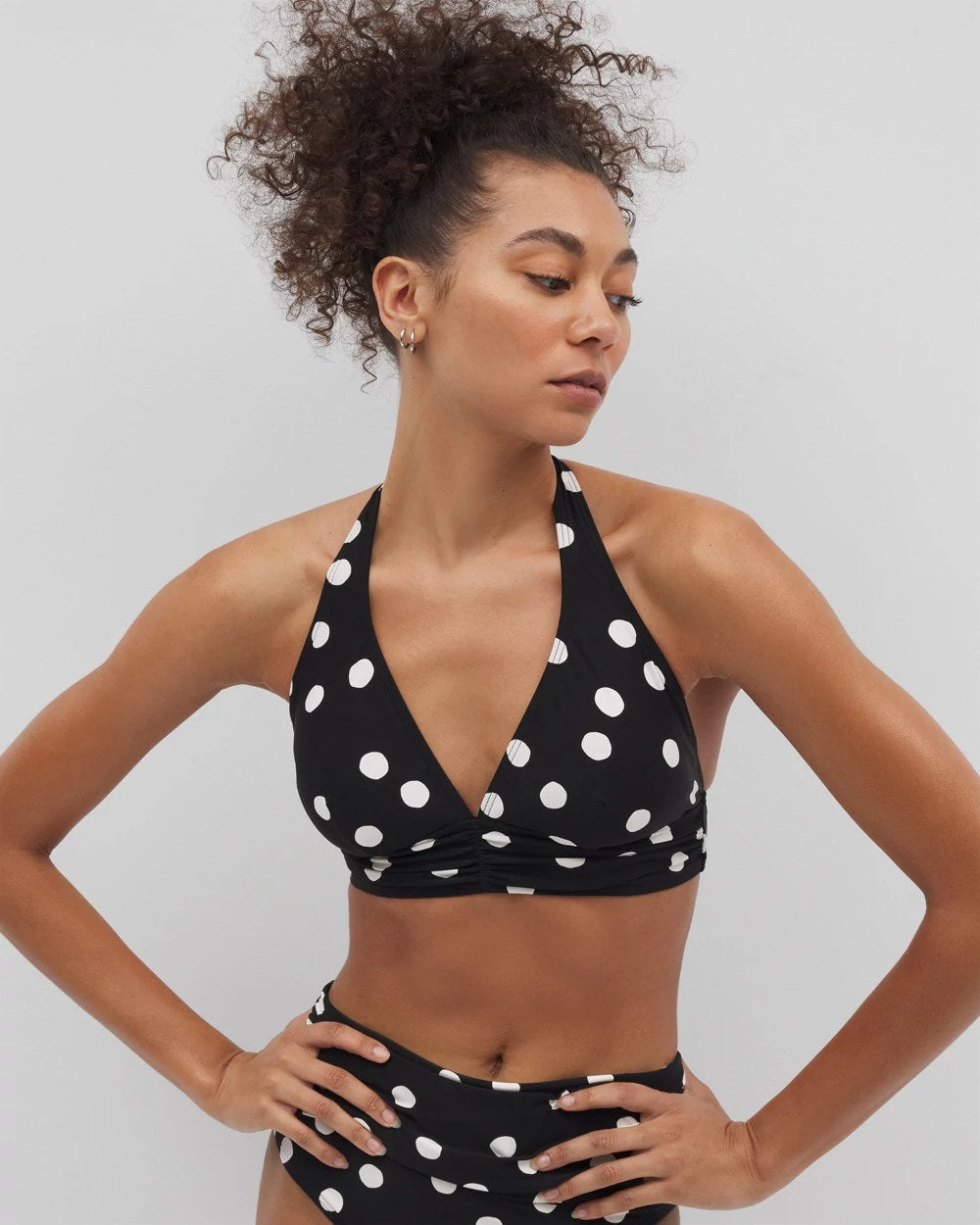 MOVEMENT DOT MINI B Shirred Halterkini Top