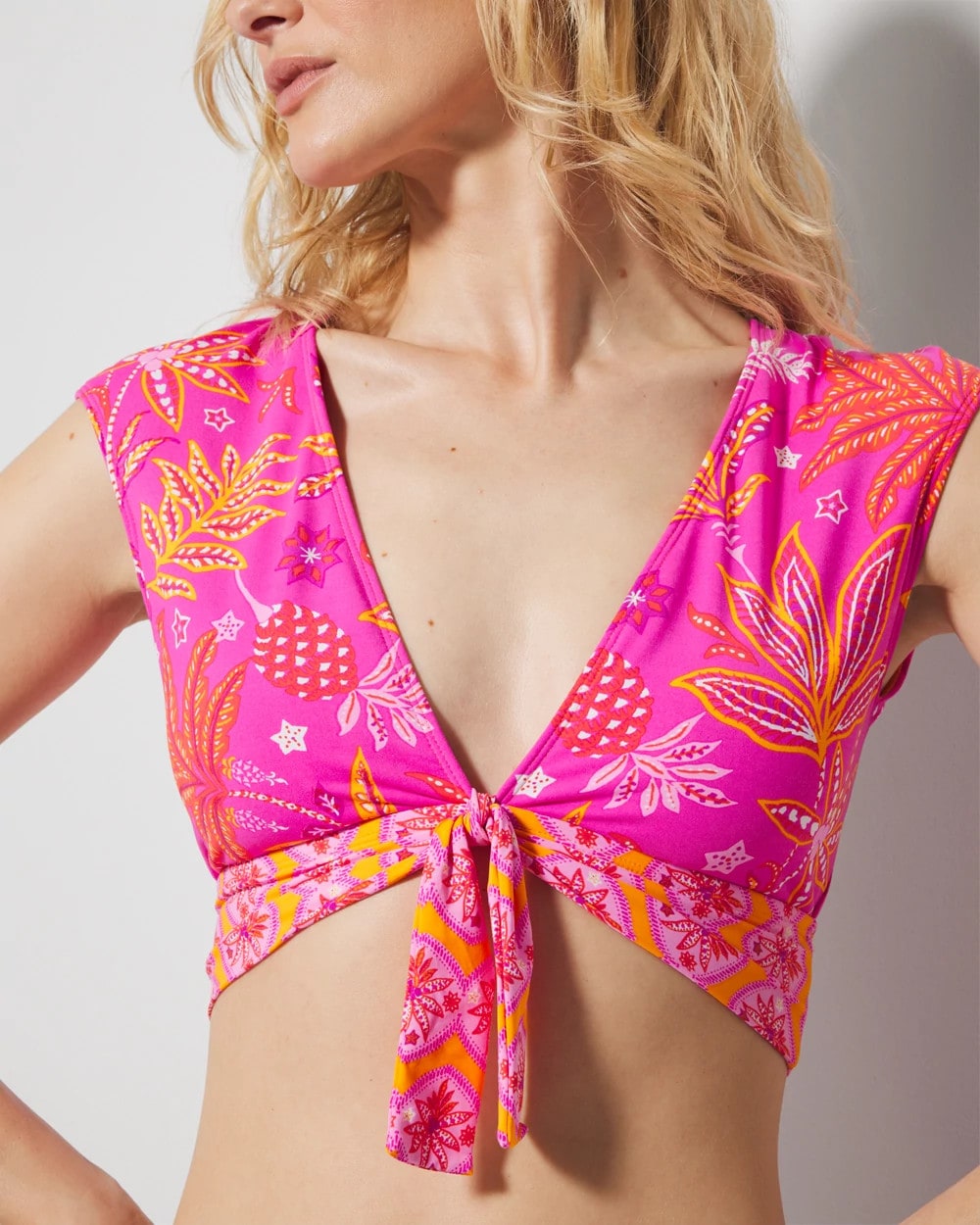 DAHLIA MULTI Desert Bloom Cap-Sleeve Crop Top