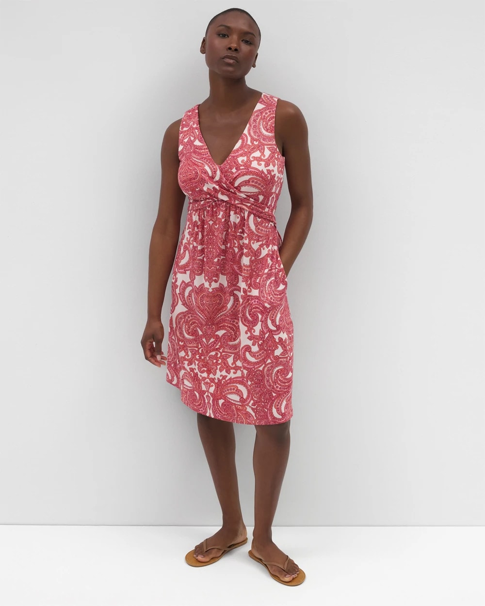 SHOW OFF PAISLEY PEACH V-Neck Short Bra Dress