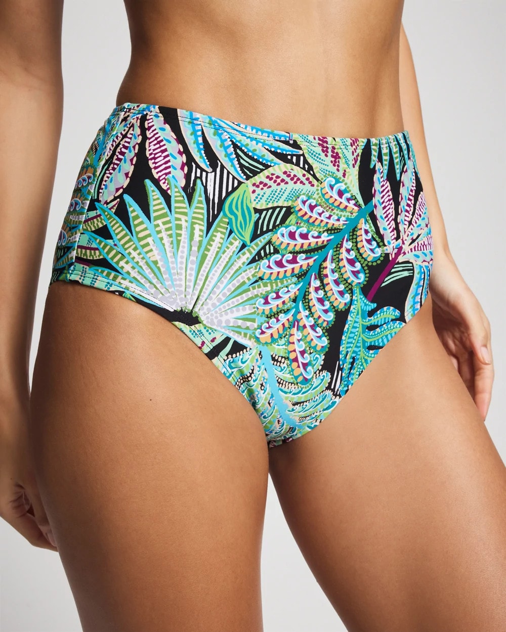 BLACK MULTI Sea Life High-Waist Swim Bottom