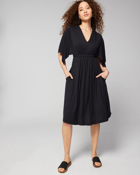 BLACK Flutter Sleeve Short Bra Dress