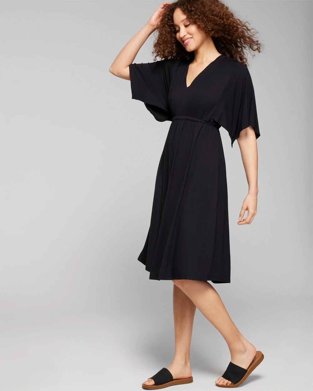 BLACK Flutter Sleeve Short Bra Dress