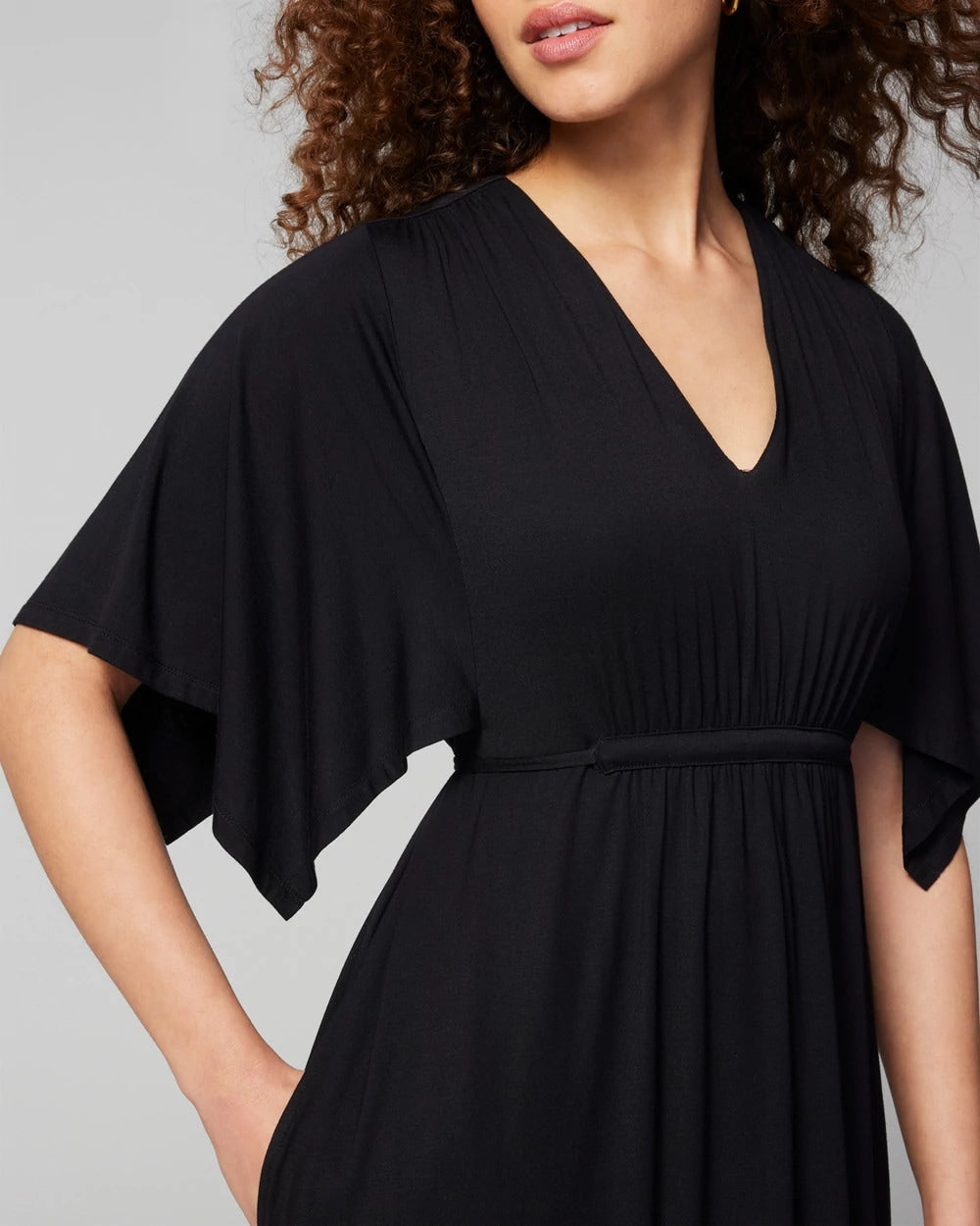 BLACK Flutter Sleeve Short Bra Dress