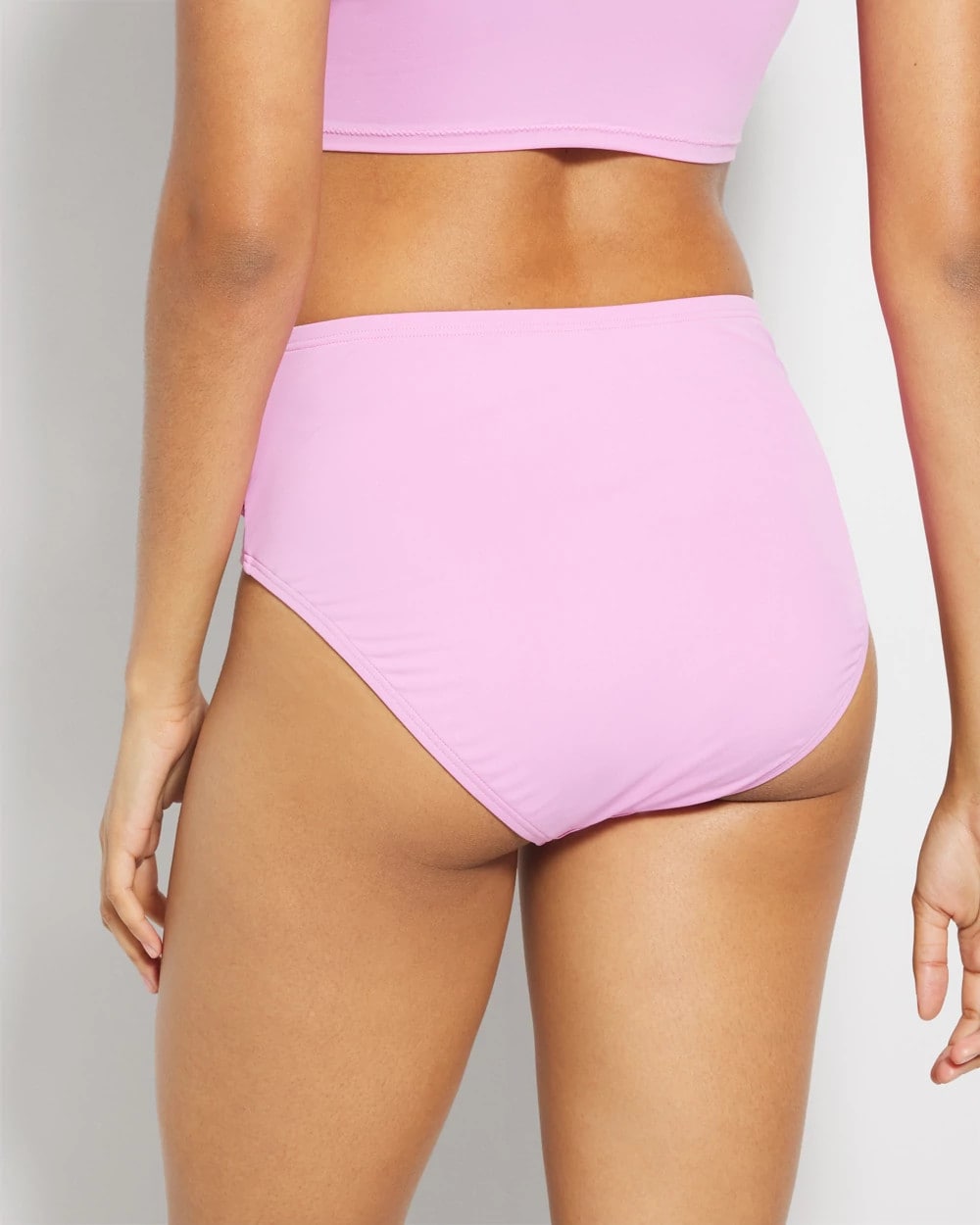 META MAUVE Ruched High-Waist Bikini Bottom