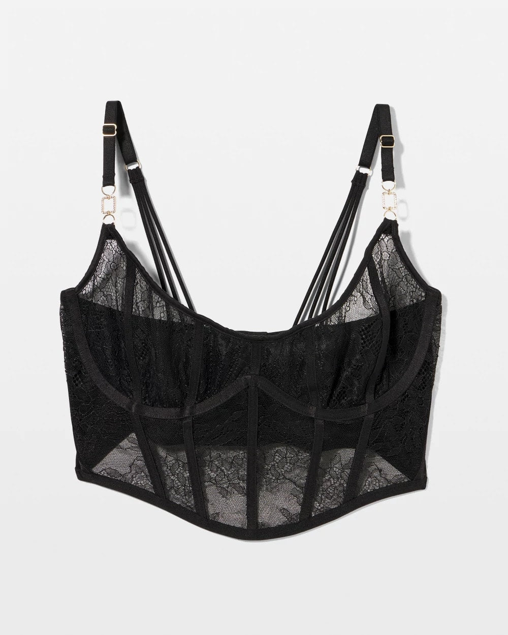 BLACK Sheer Glam Long Line Scoop Bralette