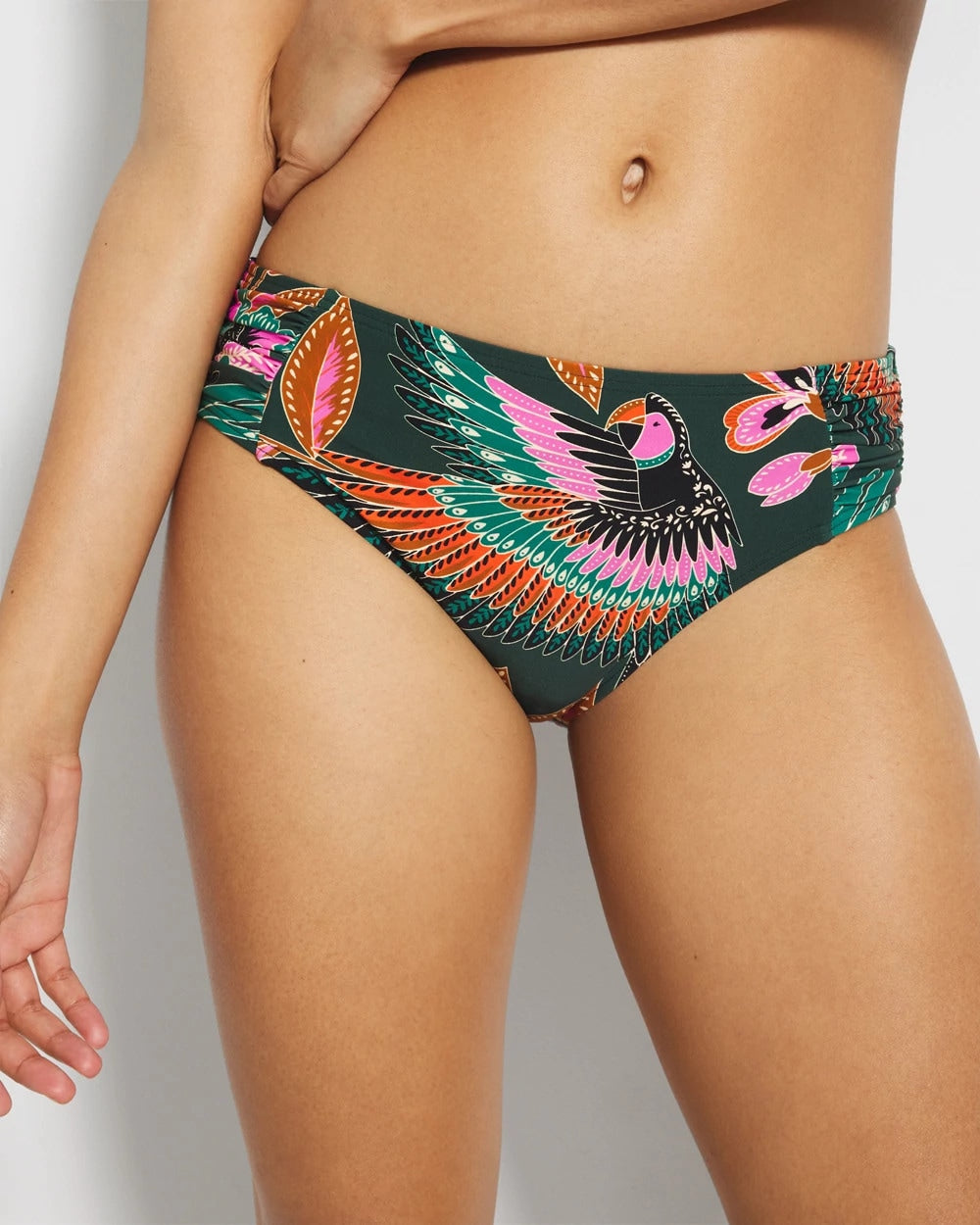 PARROT-ISE LUSH EMERALD Ruched Side Bikini Bottom