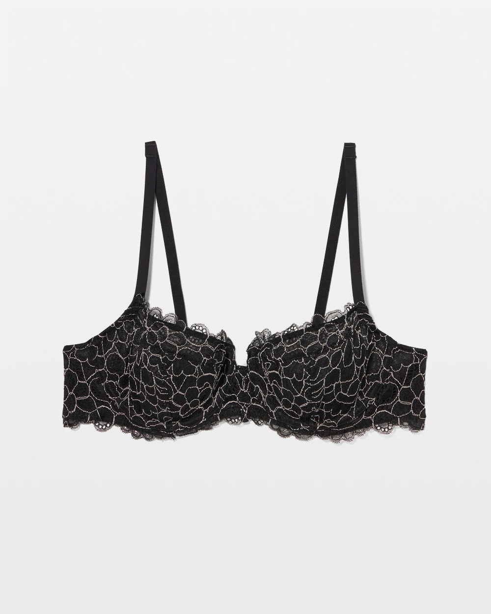 BLACK/IVORY CD Soma Balconette Unlined Bra with Lace