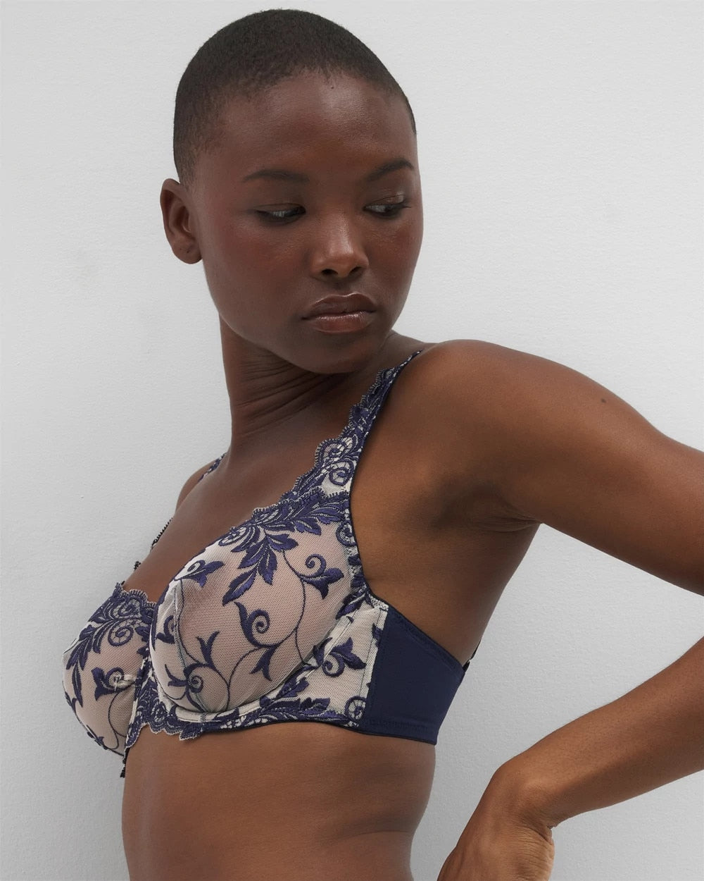 PALE SAND W NAVY Unlined Bra