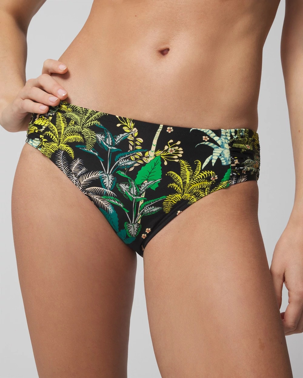 OASIS PALMS BLACK Ruched Bikini Bottoms