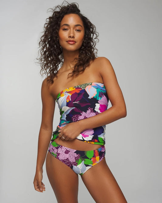 PAINTED IN PARADISE NAVY Ruched Bikini Bottoms