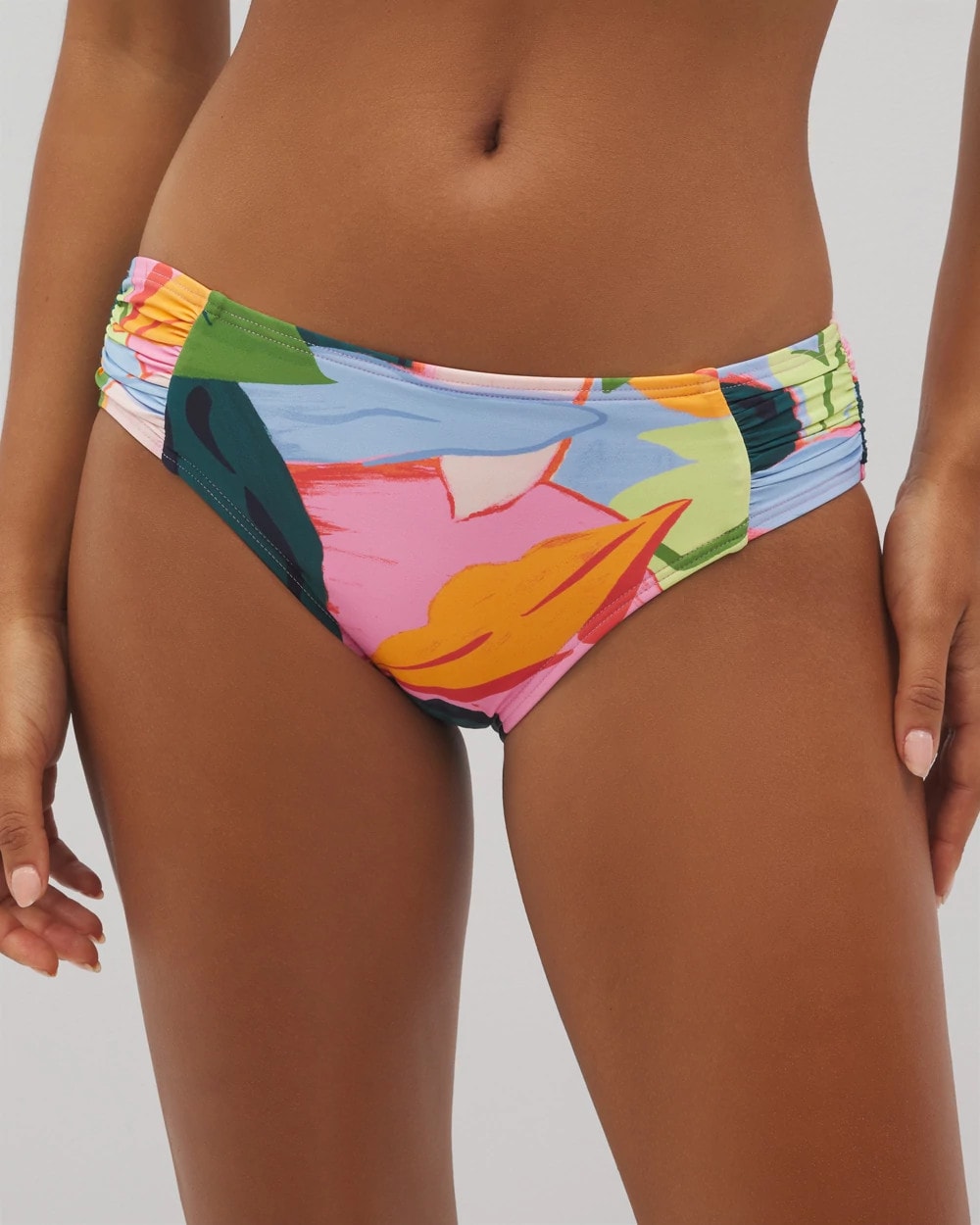 FLIRTY FLORA DARK SEA Soma Swim Ruched Bikini Bottoms