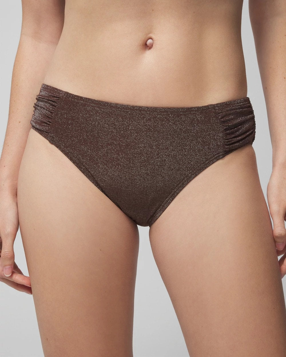 DOLCE VIDA DARK NUDE Ruched Bikini Bottoms