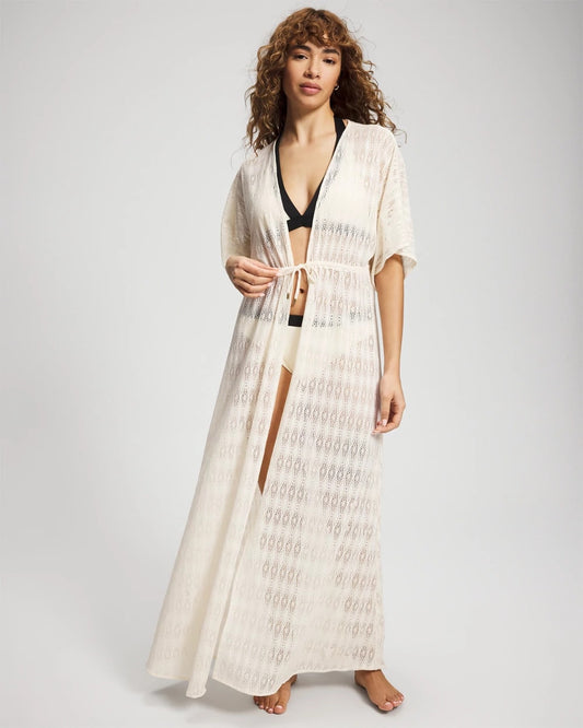 COCONUT WATER Sunkissed Crochet Open-Front Caftan