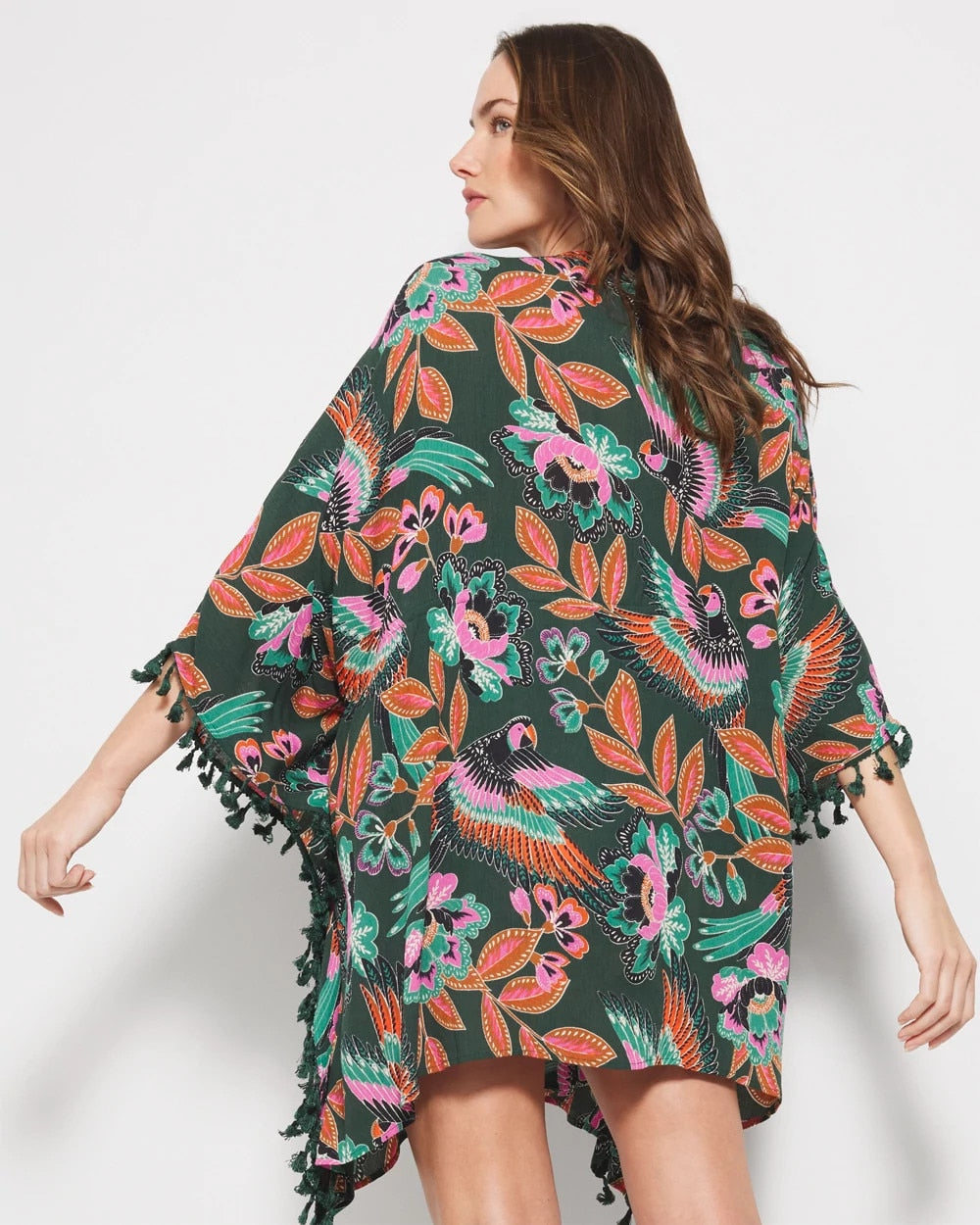 PARROT-ISE LUSH EMERALD Tie-Front Cover-Up