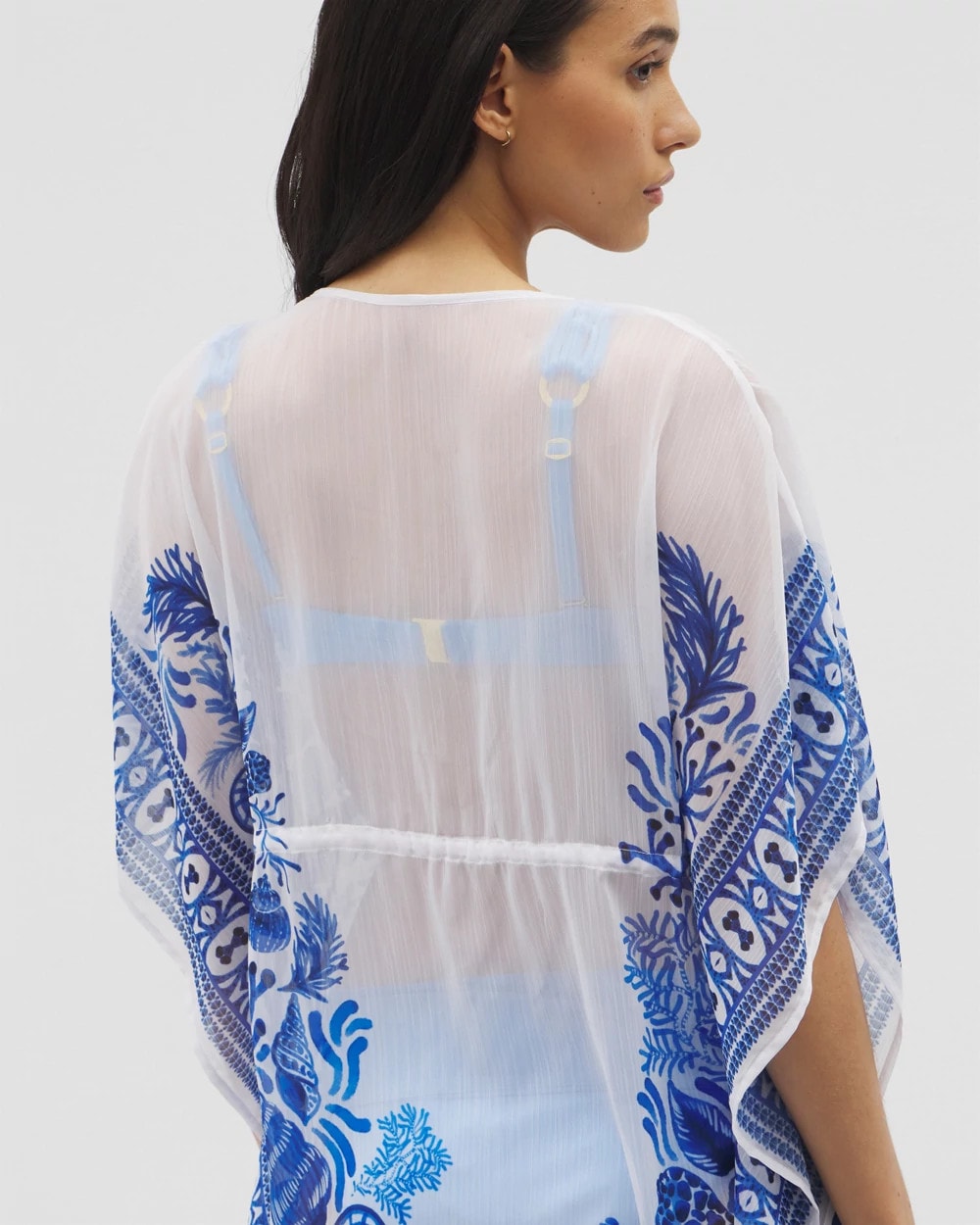 WHITE MULTI Beyond Control Sea Life Chiffon Caftan