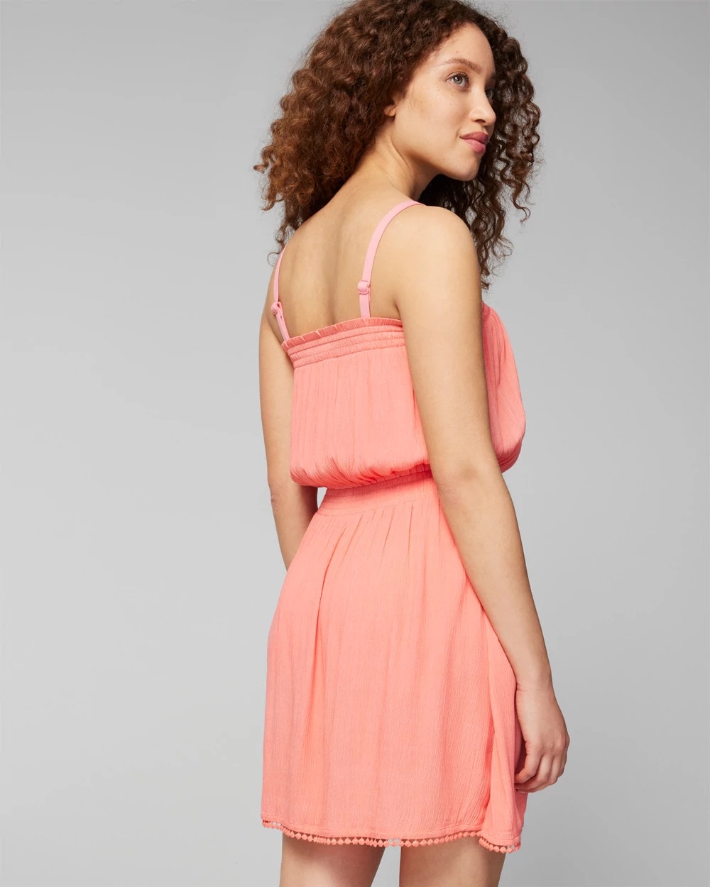 SHELL PINK Bandeau Pom-Trim Cover-Up