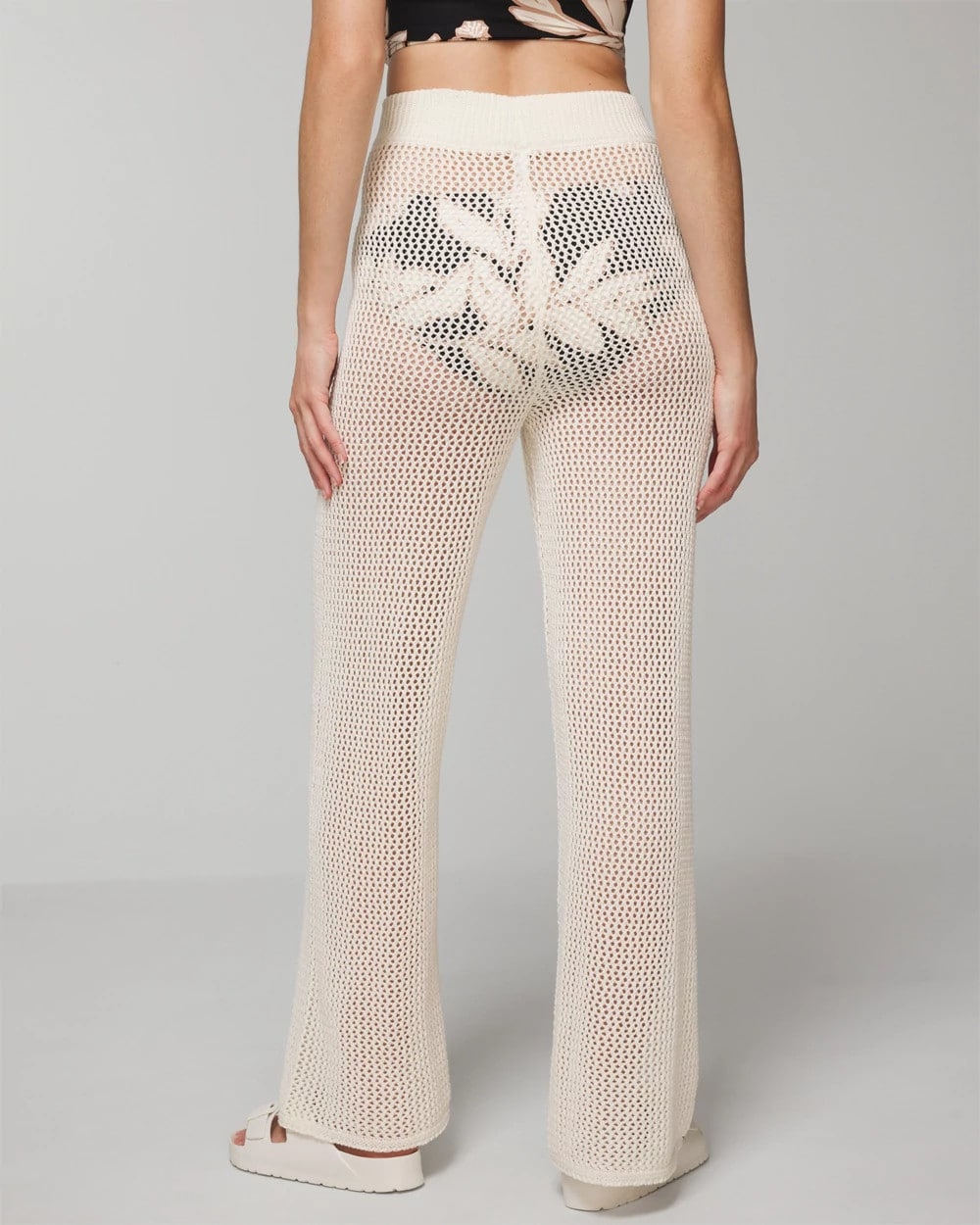 COCONUT Cotton Crochet-Style Wide-Leg Pants