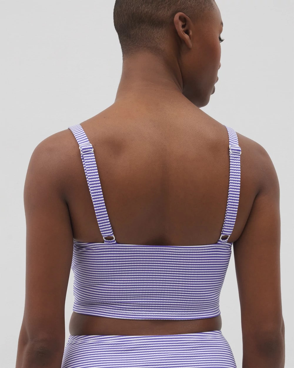 BLUE SEERSUCKER Seersucker V-Wire Cropped Bikini
