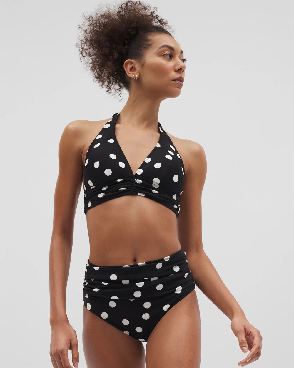 MOVEMENT DOT MINI B Ruched High-Waist Bikini Bottom