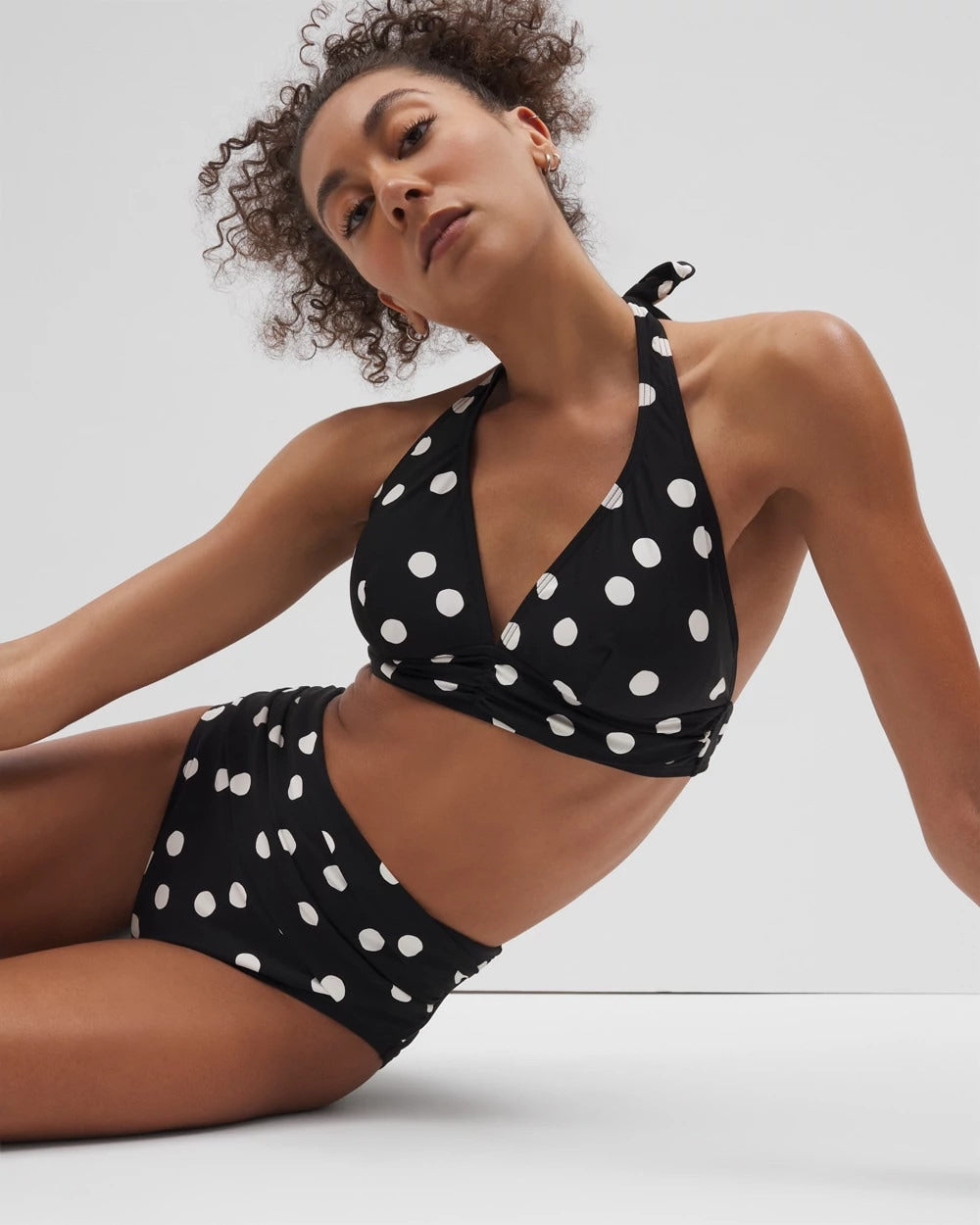 MOVEMENT DOT MINI B Ruched High-Waist Bikini Bottom