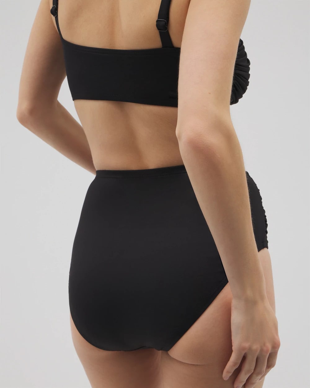 BLACK Ruched High-Waist Bikini Bottom