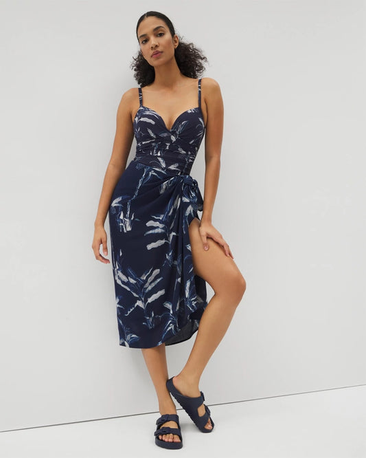 PALM TOILE NIGHTFALL NAVY Rayon Crepe Pareo