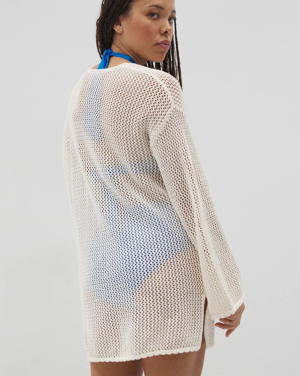 COCONUT Cotton Crochet-Style Shift Cover-Up
